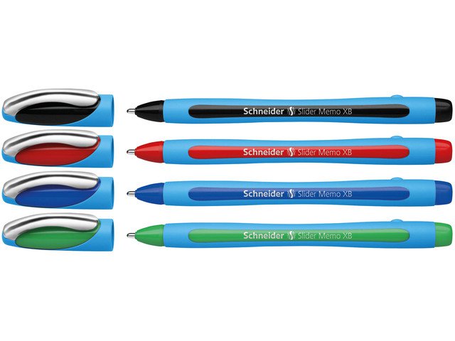 Stylo à bille Schneider Slider XB Memo blister assorti de 4 pcs.