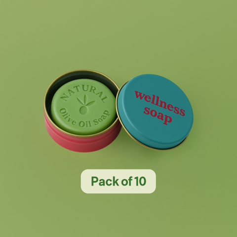 TOWEL TO GO Companion Olijfoliezeep | Reiszeep Spa-cadeauset | Blikken doos reisklaar | Pak van 10