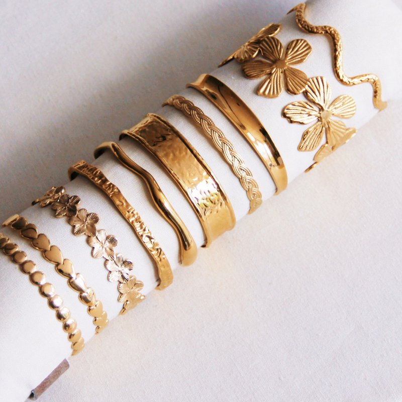 Armring bred blusset - guld