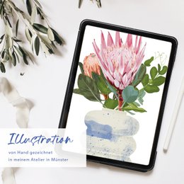 Postcard bubble vase with bouquet of flowers
