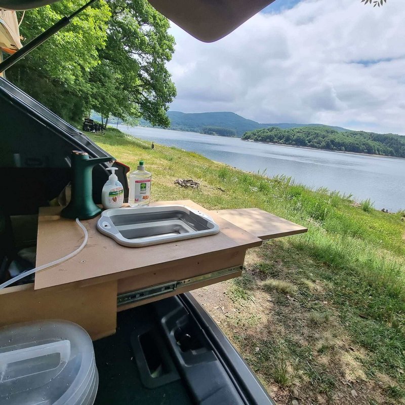 Évier pliable en silicone pour camping - Planche à découper portable