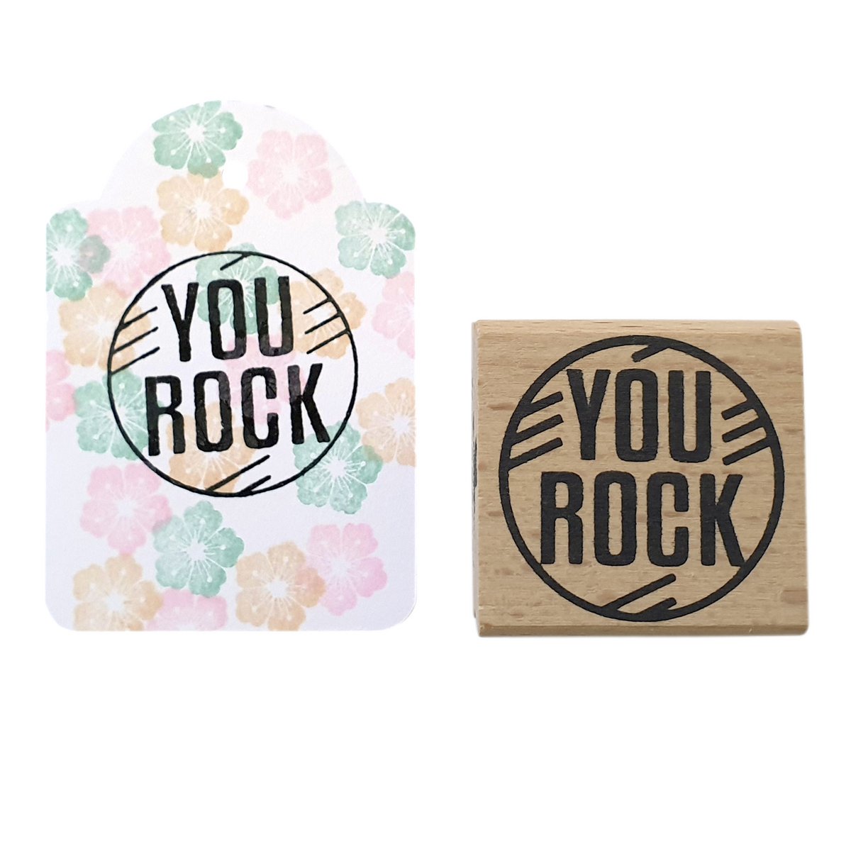 You Rock Wooden Rubber Stamp with Mint Colored Rubber - Perfect for Teachers, Students, and Rockstar Co-workers