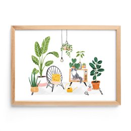 A4 Poster | Cat and Plants