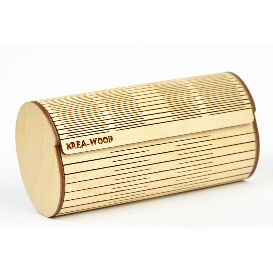 Krea-Wood handgemaakte brillenkoker van berkenhout met magneten. Natuurlijke kleur.