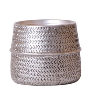 Kolibri Home | Groove Flowerpot - Silber Keramik Sierpot - Ø9cm