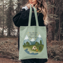 Campeggio da viaggio per sacchetti in tessuto "Sei la mia più grande avventura" Tenda Mountains - Regale Outdoor Couple Jute Pocket