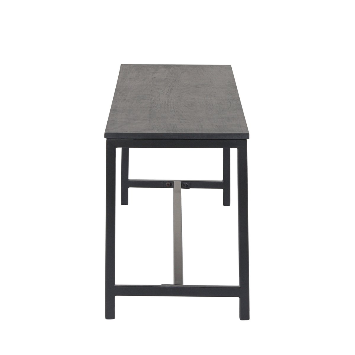 Brushed Charcoal Metal & Black Mango Wood Bench – Modern Industrial Design