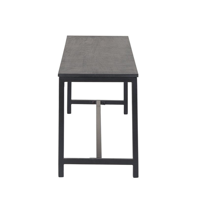 Brushed Charcoal Metal & Black Mango Wood Bench – Modern Industrial Design
