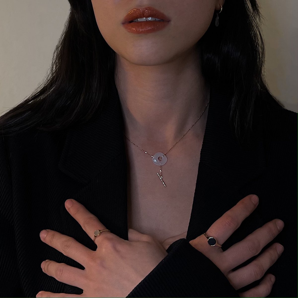 Bague lune en jade