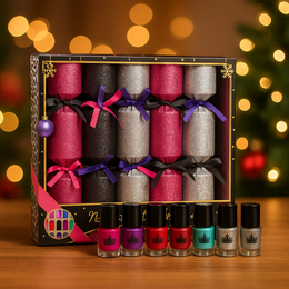 Gift Box of 6 Christmas Crackers "Nail Polish"