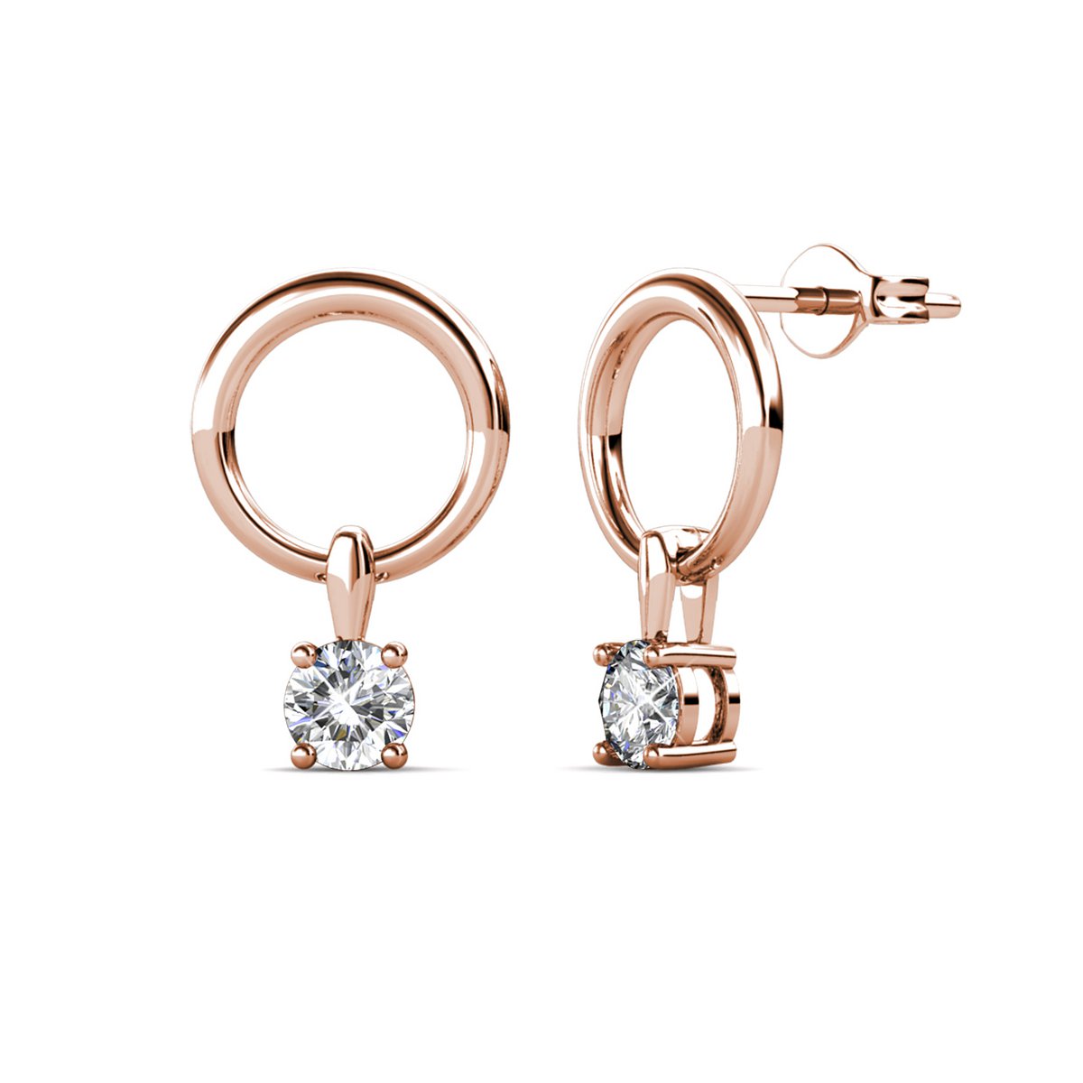 Pendientes Octavia - Oro rosa y cristal