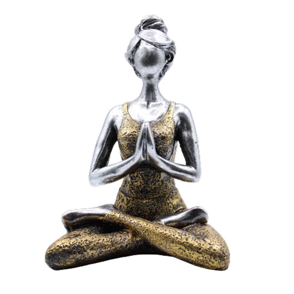 Yoga Dame Figuur - Zilver & Goud 24cm