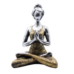 Yoga Dame Figuur - Zilver & Goud 24cm