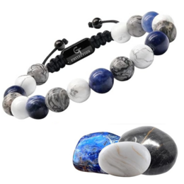 Bracelet perlé sodalite, howlite et jaspe pour hommes