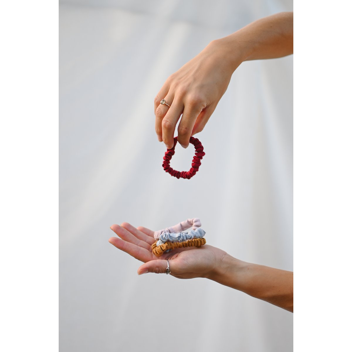 Dünne elastische Leinen-Scrunchies ohne Plastik – Leinen-Haargummis