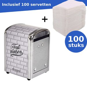 Servetten Dispenser - inclusief 100 stuks servetten gratis - Tissue Dispenser - Servet Houder - Servetten Houder - Servethouders - Wit