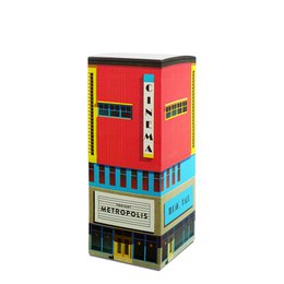  A colorful, retro-style notepad with the title "Paperscraper® „Cinema"" and the word "Metropolis" displayed prominently. The notepad appears to be made of sturdy materials and has a unique, eye-catching design.