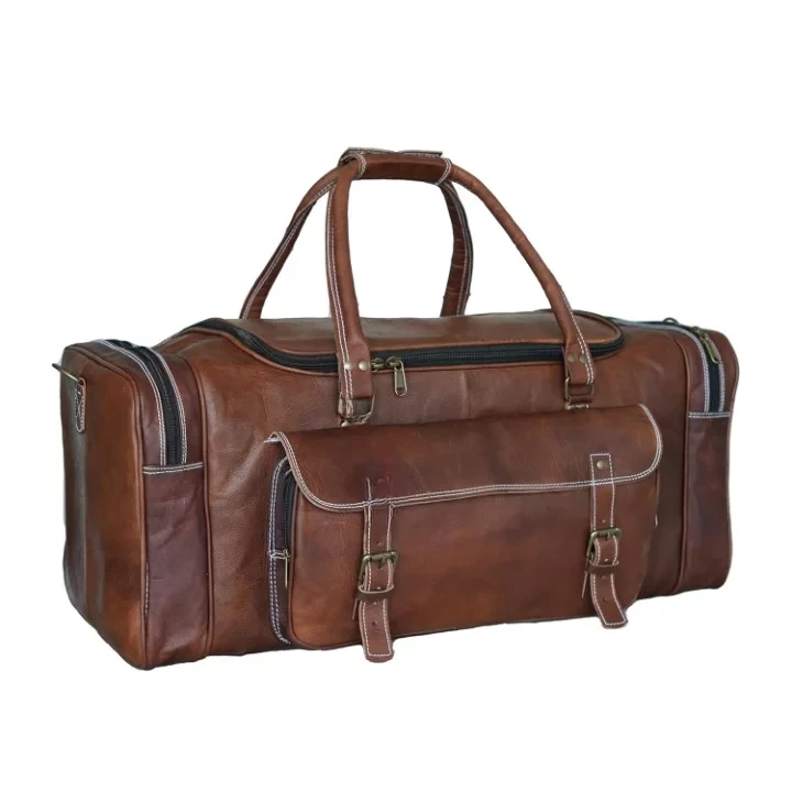 Handmade Full-Grain Leather "Legacy" Duffle – 24" (61cm) Artisan Vintage Travel Bag with Eco-Tanned Sustainability