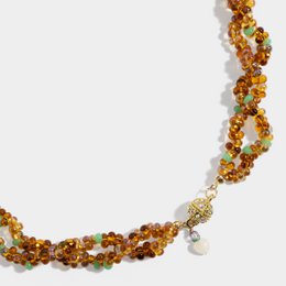 Collier perlé tonique écaille de tortue avec fermoir plaqué or magnétique, bijoux de déclaration