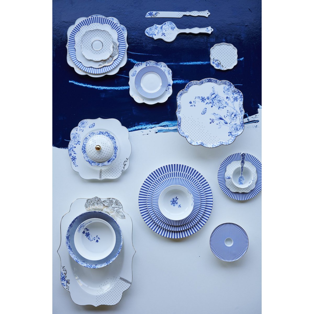 Set/2 Cake Knife Cake Server Royal White