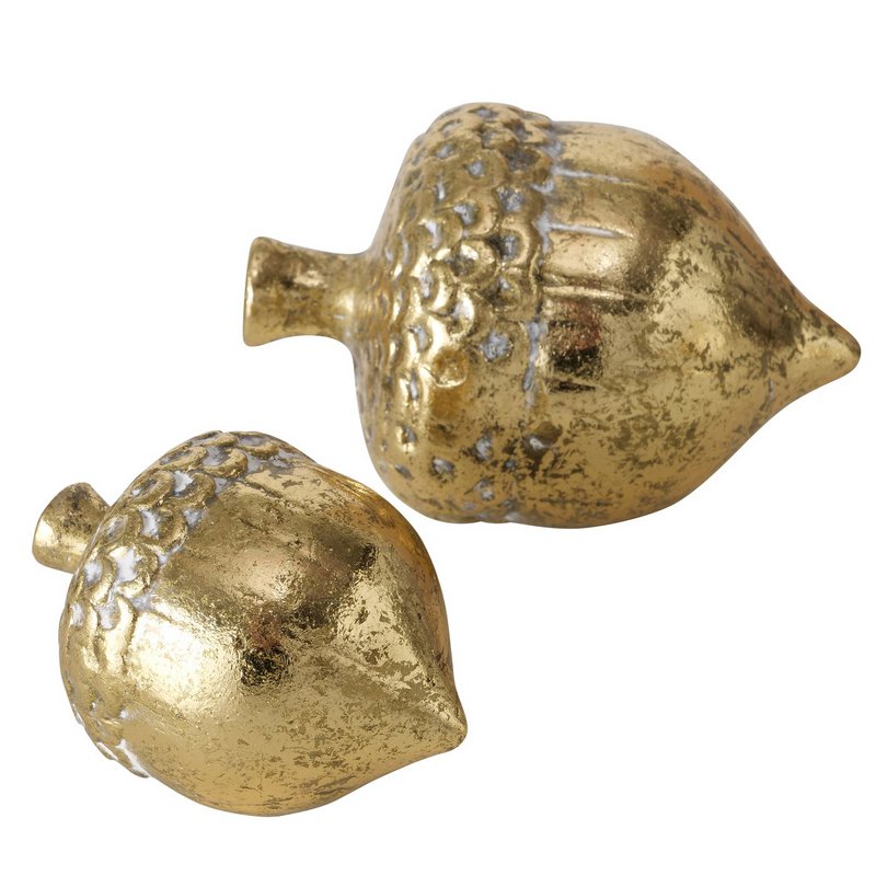 Ensemble de 2 pièces en terre cuite dorée gland