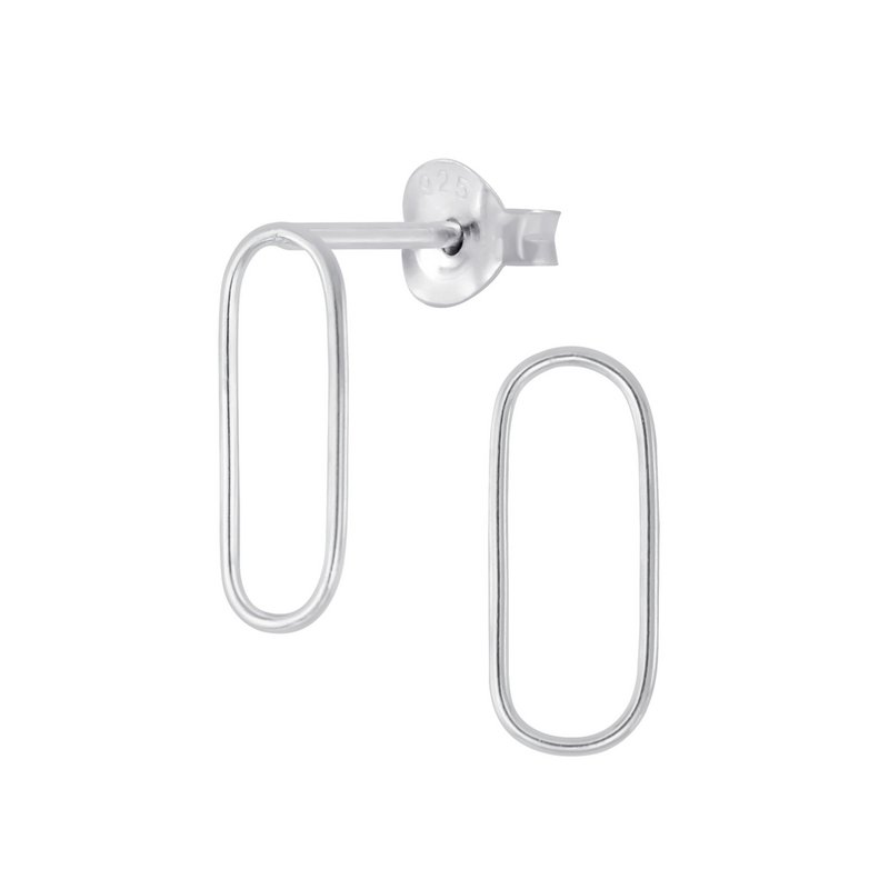 Fine oval ear studs - 925 sterling silver