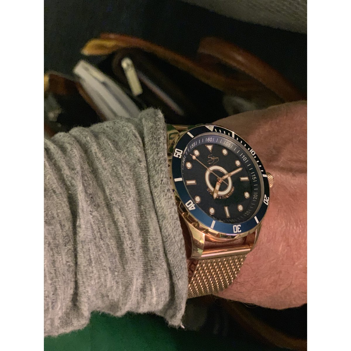 Power Mesh 5Vie double plated rose gold 3-hand 10 ATM