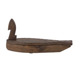 Rectangular wooden jewelry box with a curved lid, made of reclaimed brown wood.