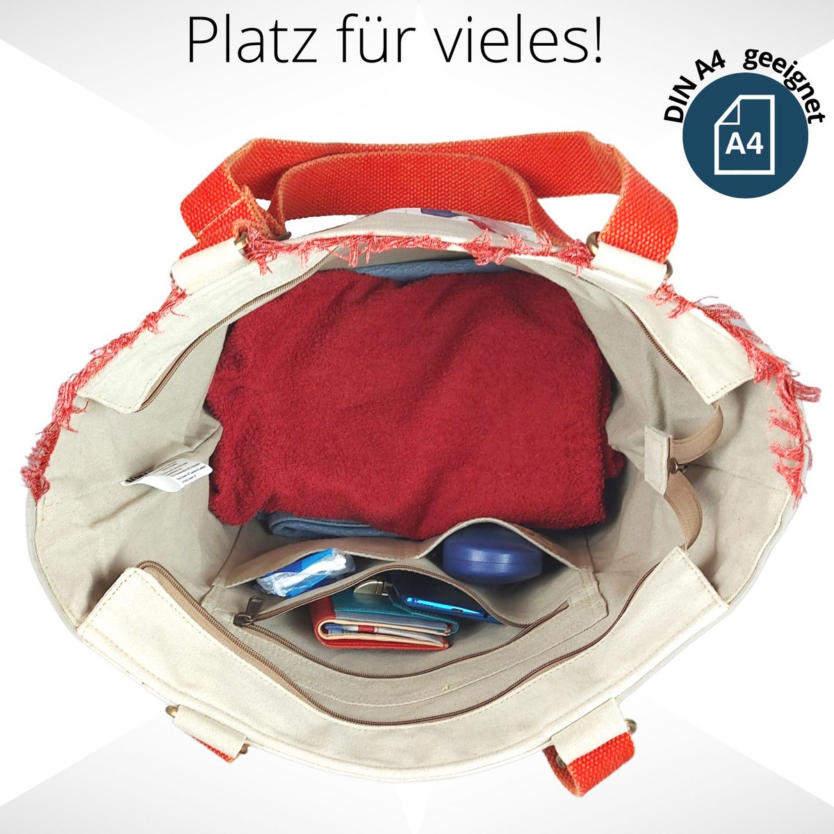 Sunsa XXL dameshandtas. Grote canvas tas. Veganistische strandtas/sporttas. Weekender in vintage retrostijl
