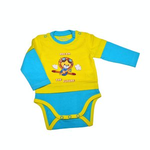 Bio Baby T-Shirt-Body für Jungen aus Biostoffe, Gelb-Blau