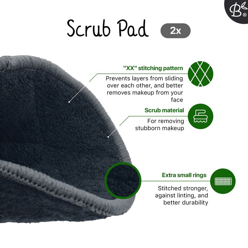 10x Black Reusable Cotton Pads 2-Layers