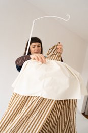 Nursery canopy with ruffle "olive stripes"
