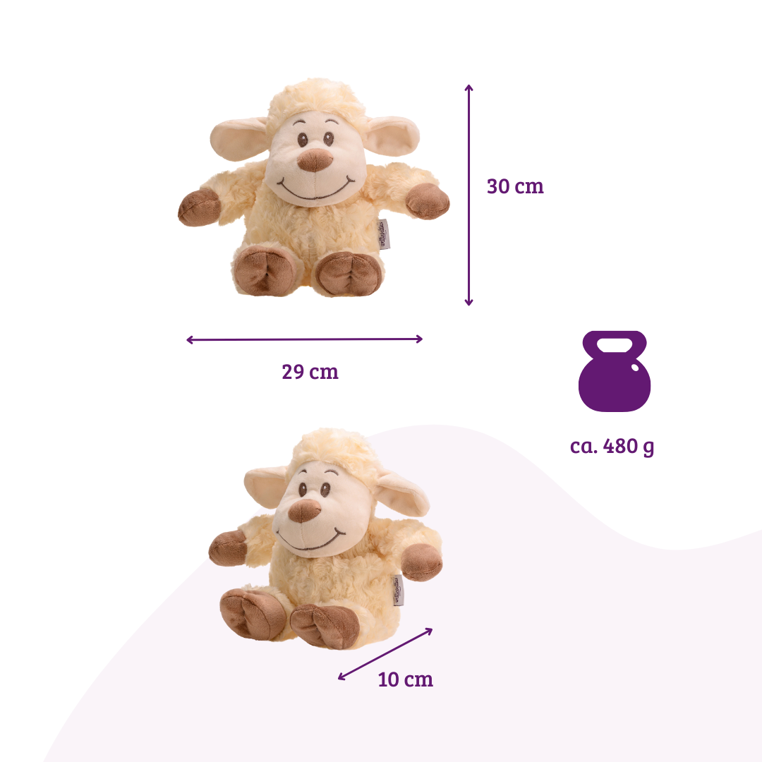 Heat cushion, the natural hot water bottle as a warm cuddly toy sheep large with organic millet filling and health herbs