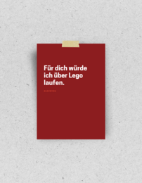 Postcard "I would walk over Lego for you"
