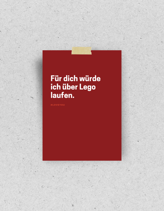 Postcard "I would walk over Lego for you"