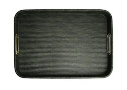 Tablet Look tressé vert avec poignées en laiton 45 × 33 × 6cm