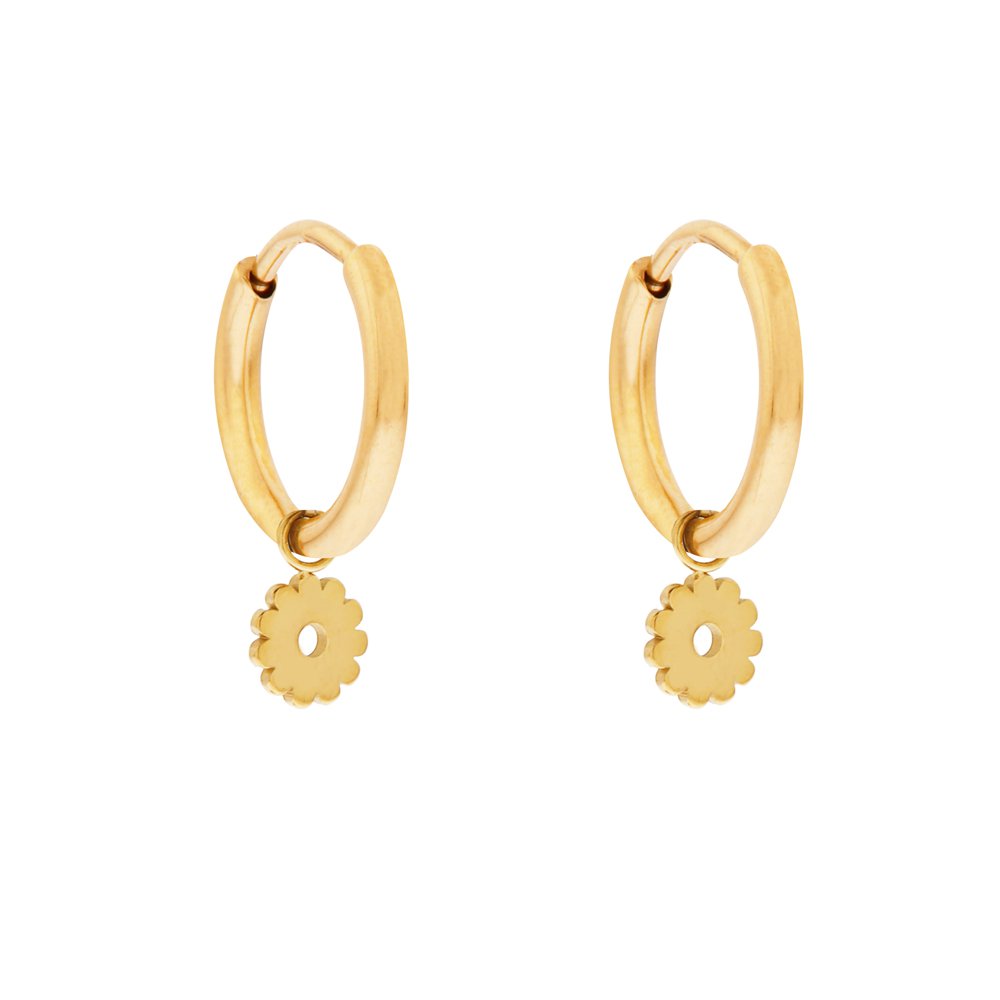 Earrings large with pendant open flower