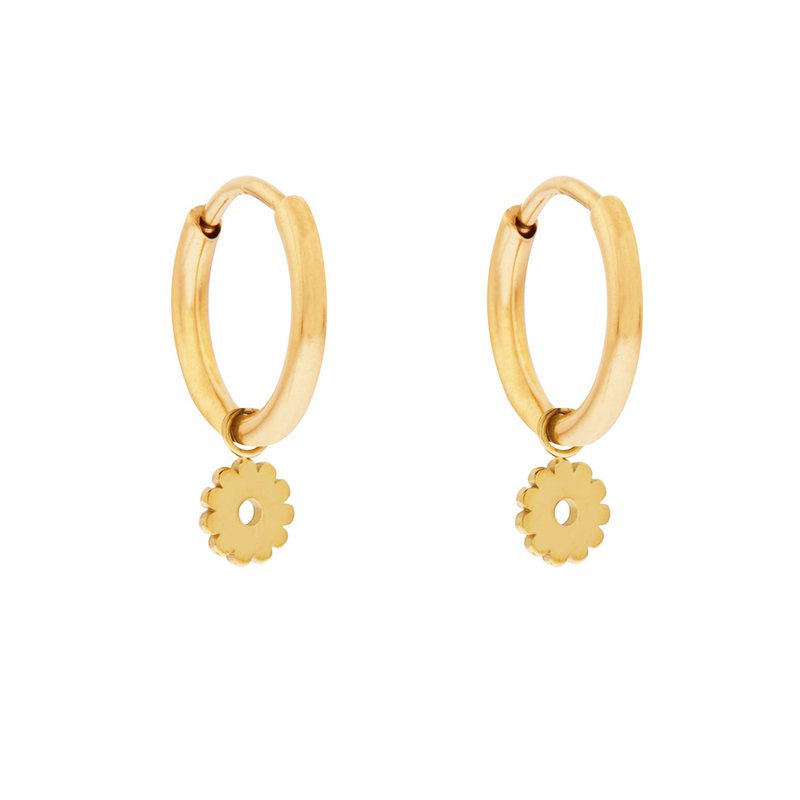 Earrings large with pendant open flower