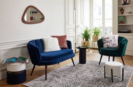 Designer side table in black metal
