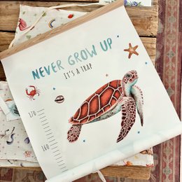 Growth chart sea animals aqua - textile poster