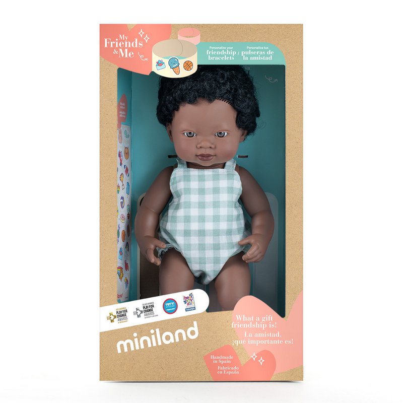 Dukke afrikansk dreng 38 cm
