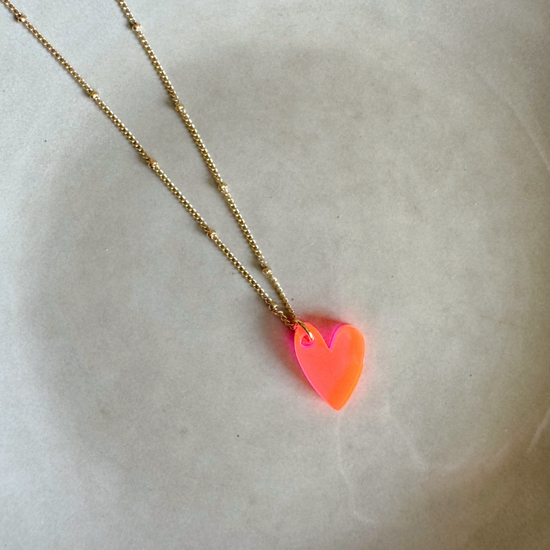 Charmes Ketting Lume | Coeur Néon Rose Or