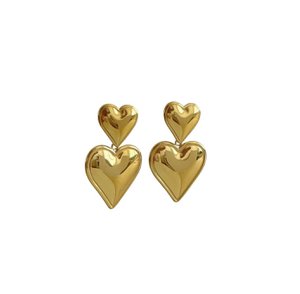 Doppelherz-Statement-Ohrringe – Gold