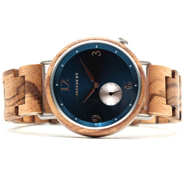 Reloj de hombre azul y madera - 40mm
