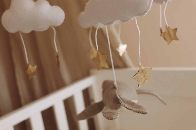 Handgemaakte Walvisballonnen Muziekmobiel - Boxmobiel - Baby mobile - mobile wickeltisch