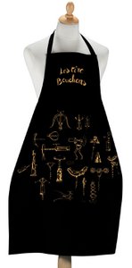 Große schwarze Korkenzieher-Küchenschürze 72 x 96