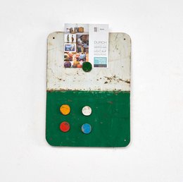 Magnetic board made from recycled oil drums with 5 colorful magnets