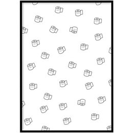 Poster featuring a repeating pattern of toilet paper icons. Available in multiple sizes.