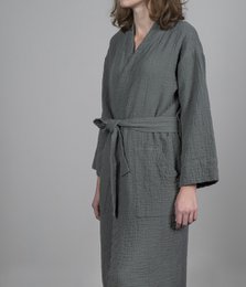 Cotton bathrobe Orion Solid Iceland moss