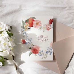 Mors dag kort A6 lykønskningskort blomster